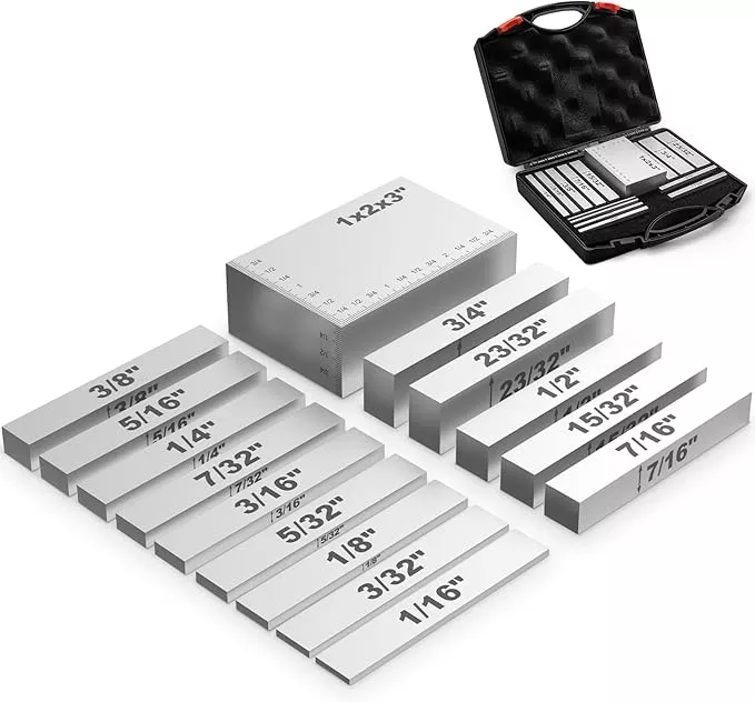 Setup Blocks Woodworking,15 Pcs Setup Height Gauge Set with Laser-Engraved Markings, Precision Woodworking Measuring Tools for Router and Table Saw, All Aluminum