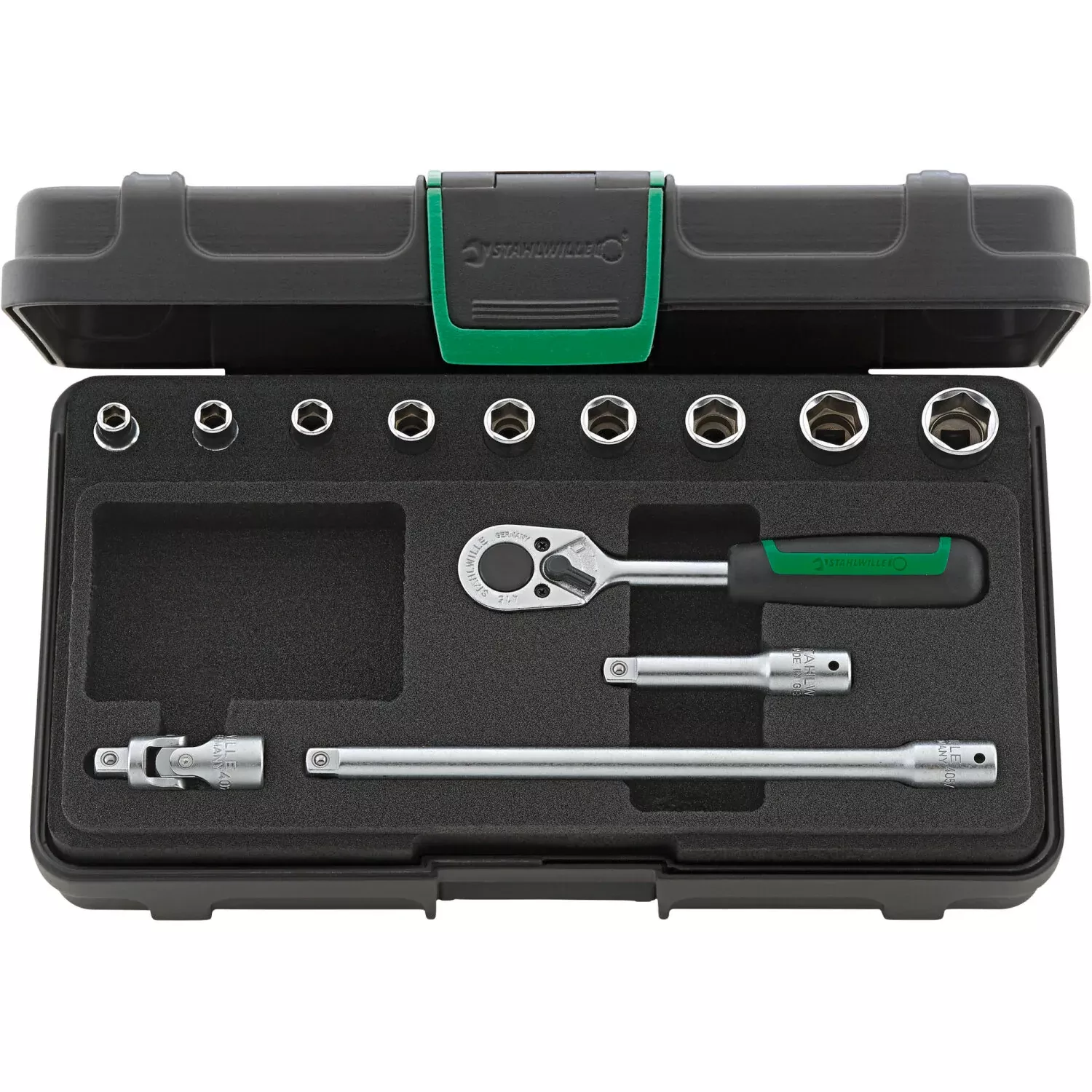 Stahlwille 96015107 1/4" Hex Socket Set with Ratchet - 13 Pieces