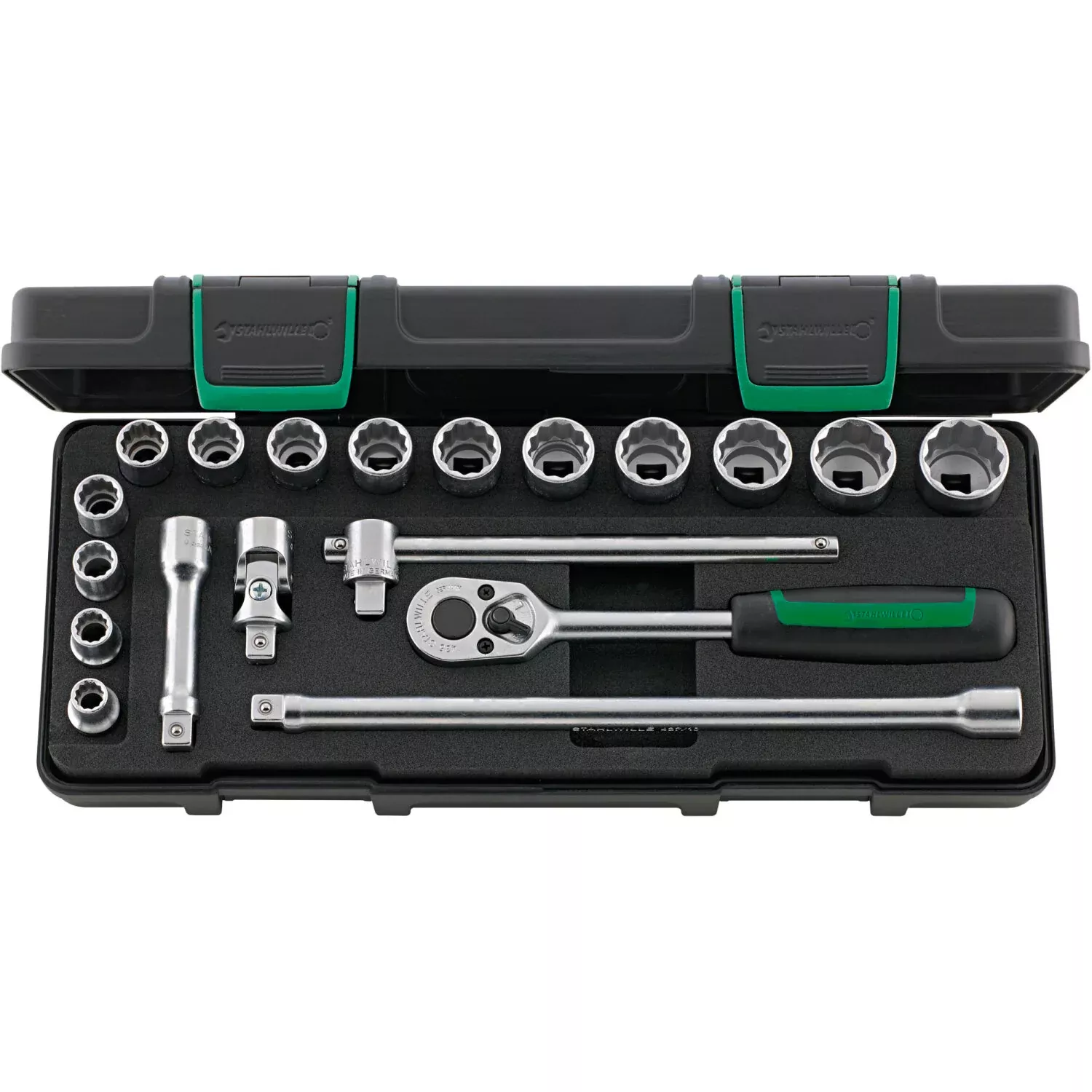 Stahlwille 96024132 3/8" Bi-Hex Socket Set with Ratchet - 19 Pieces