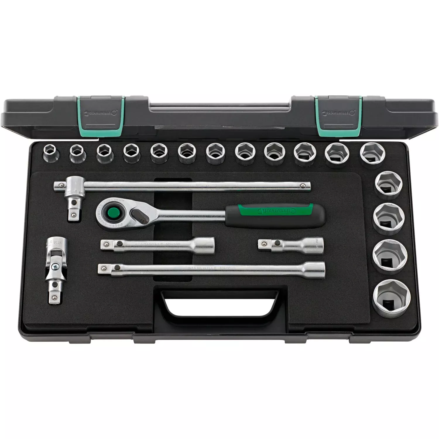 Stahlwille 96031480 52/16/6QR 1/2" Drive Hex Socket Set, 22 Pcs
