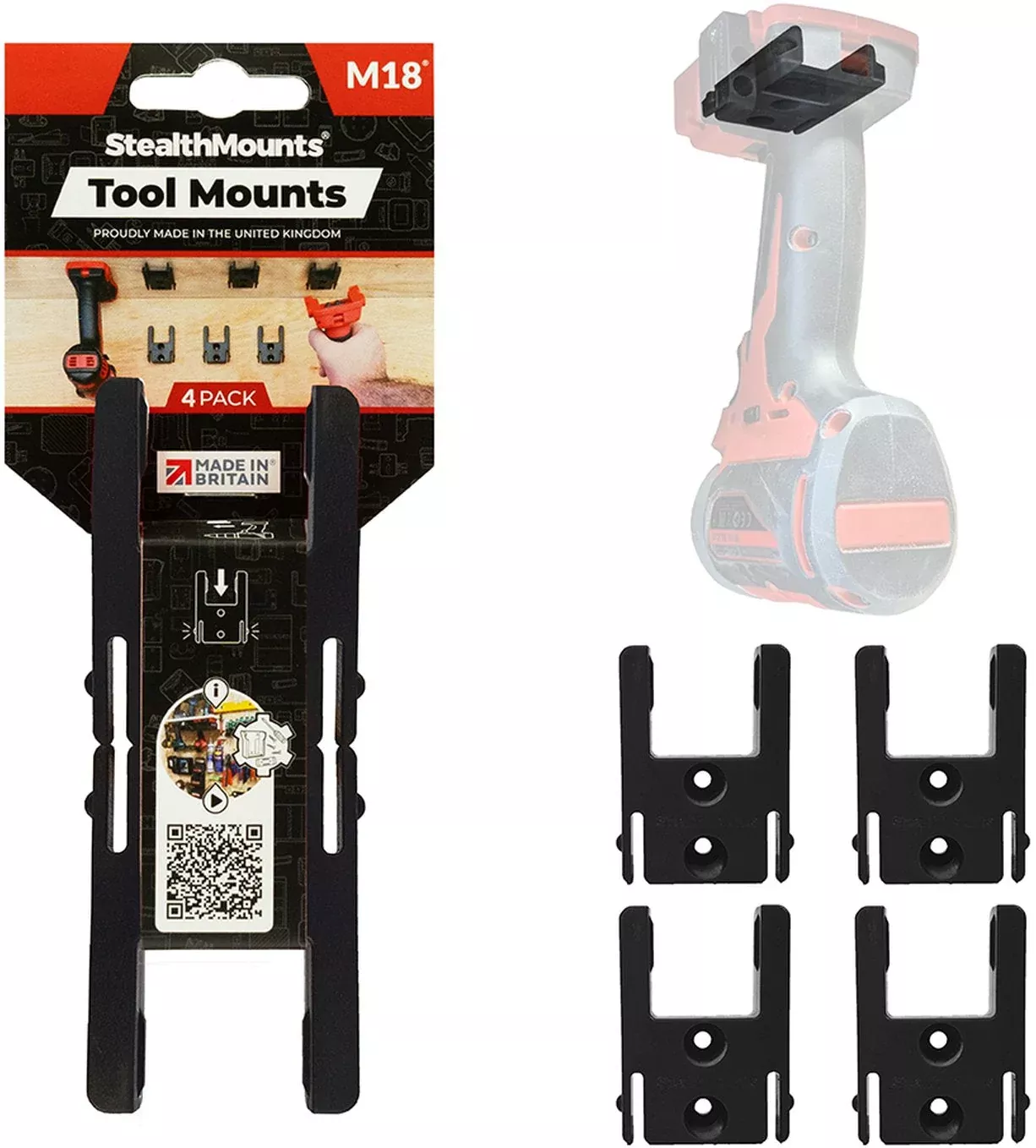 StealthMounts Tool Mounts for Milwaukee M18, 4-Pack