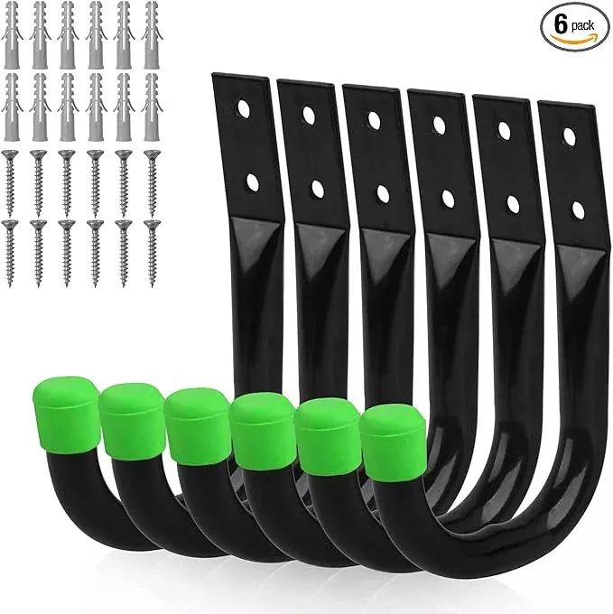 SWANLAKE Heavy Duty Garage Storage Utility Hooks, Utility Hooks for Garage Wall,Color Black (12PCS)