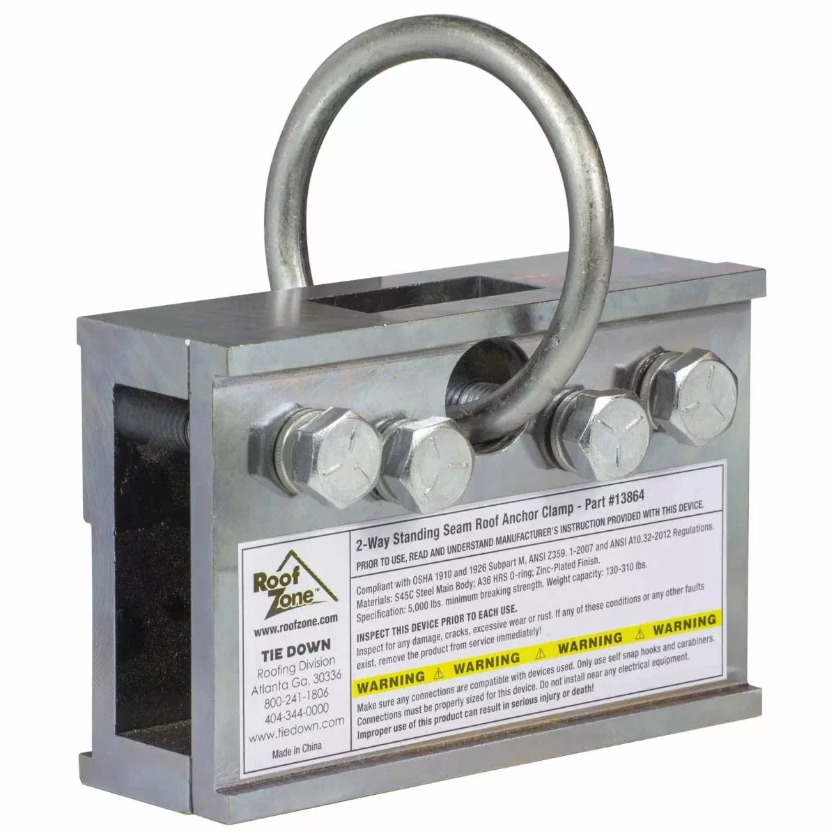 Tie Down Two Way Standing Seam Roof Anchor 13864