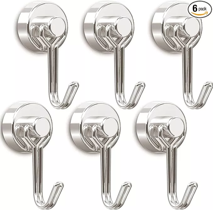 Tohoer Magnetic Hooks, Neodymium Magnets Hook Heavy Duty 30LBS with Rust Proof for Fridge, Refrigerator, Oven, Grill, BBQ, Key, Tools Holder, Utensil, Kitchen, Outdoor, Magnet for Hanging Wreaths