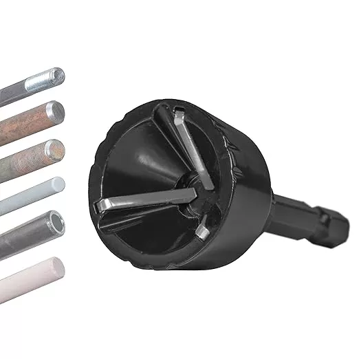 Tungsten Carbide Chamfering Drill Bit 1/4" to 3/4" Uniburr, Bolt Thread Repair Tool for Removing Burr, Quick Release Hex Shank Deburring Tool for Metal, Rod, Tube, Screw, Dowel, Sheet,Pipe