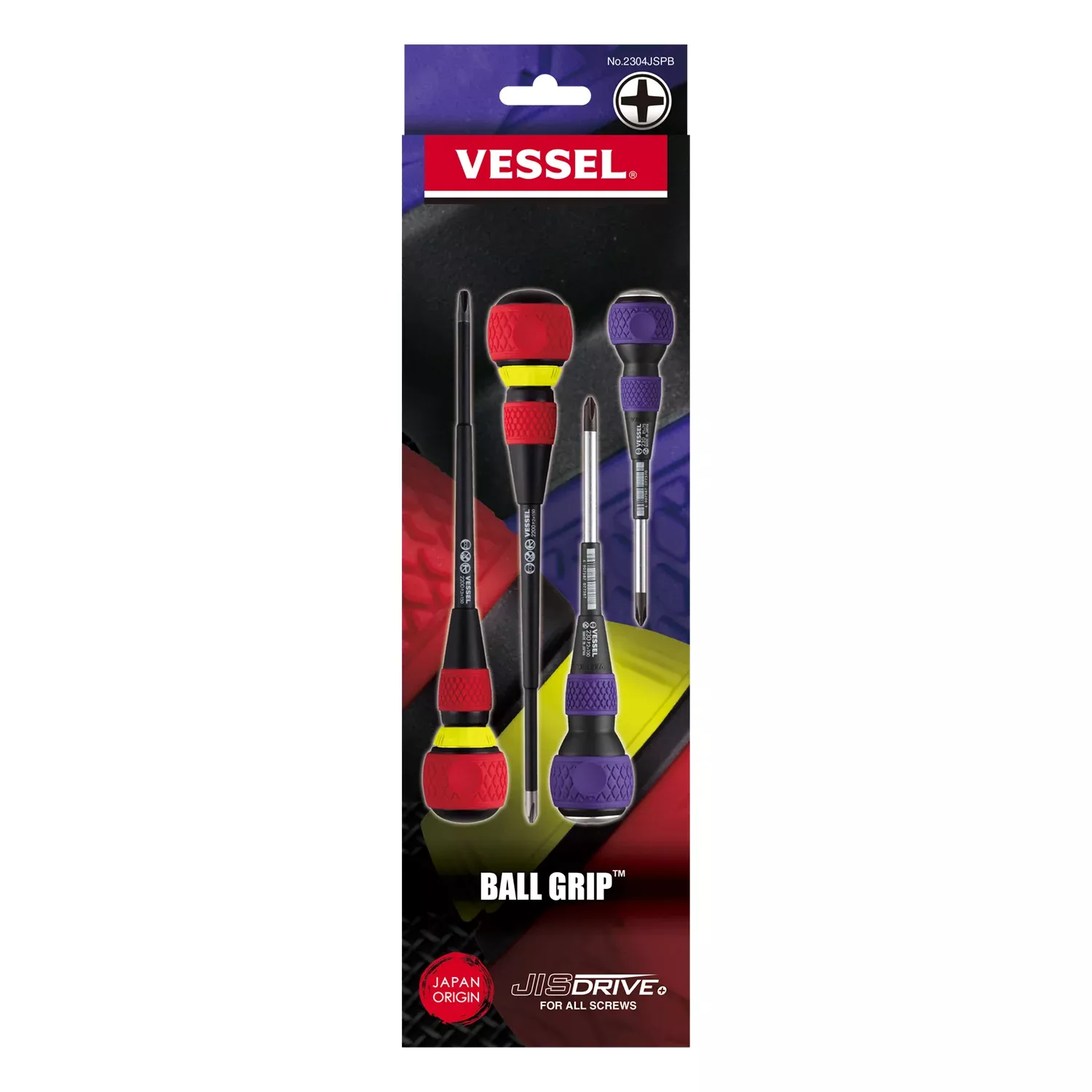 Vessel 2304JSPB BALL GRIP JISDRIVE Screwdriver 4-Piece Set