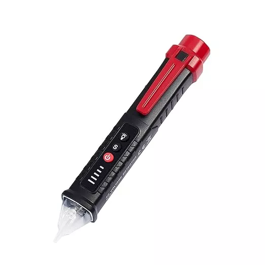 Voltage Tester, Non-Contact Voltage Detector, Electrical Tester, 3 Ranges AC 12V/48V/70V-1000V, Live/Null Wire Tester with Buzzer Alarm and Flashlight, Wire Breakpoint Finder - Red