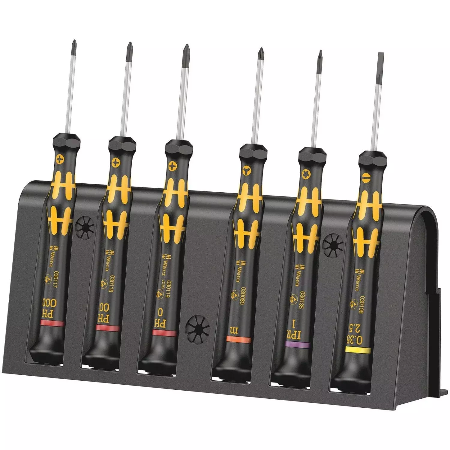 Wera 1550/6 Esd Screwdriver Set And Rack For Electronic Applications, 6-Pieces