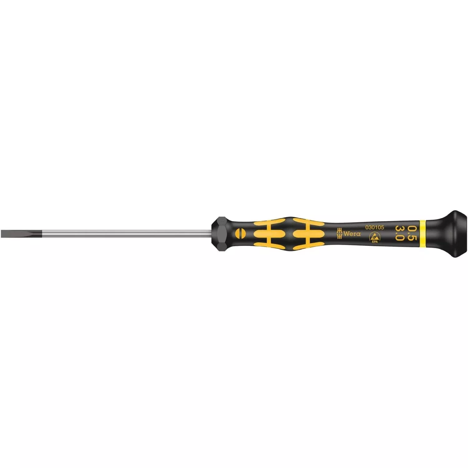 Wera 1578 A Esd Kraftform Micro Screwdriver For Slotted Screws, 0.50x3x80-mm.