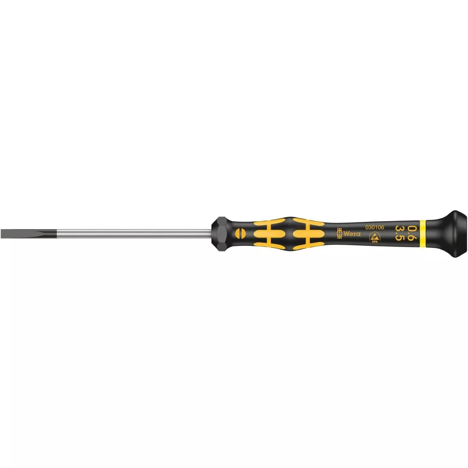 Wera 1578 A Esd Kraftform Micro Screwdriver For Slotted Screws, 0.60x3.5x80-mm.