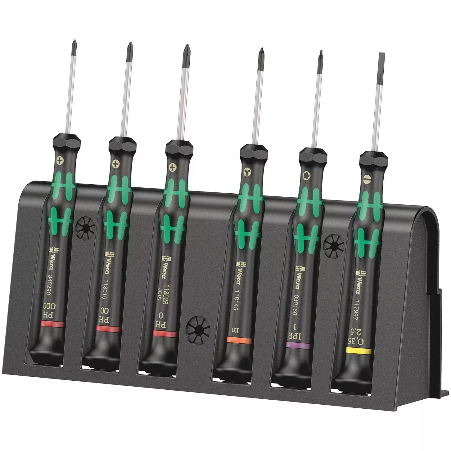 Wera 2050/6 Screwdriver Set And Rack For Electronic Applications, 6-Pieces