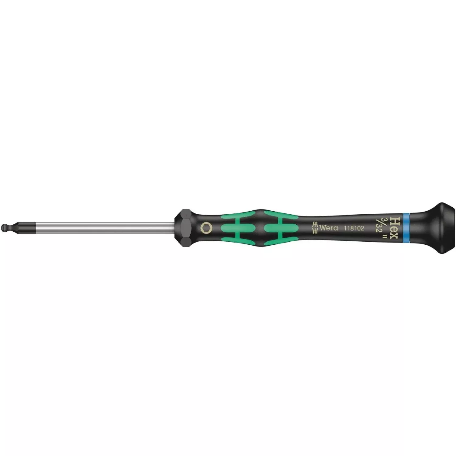 Wera 2052 Ball End Hexagon Screwdriver For Electronic Applications, 3/32-in.x60-mm.