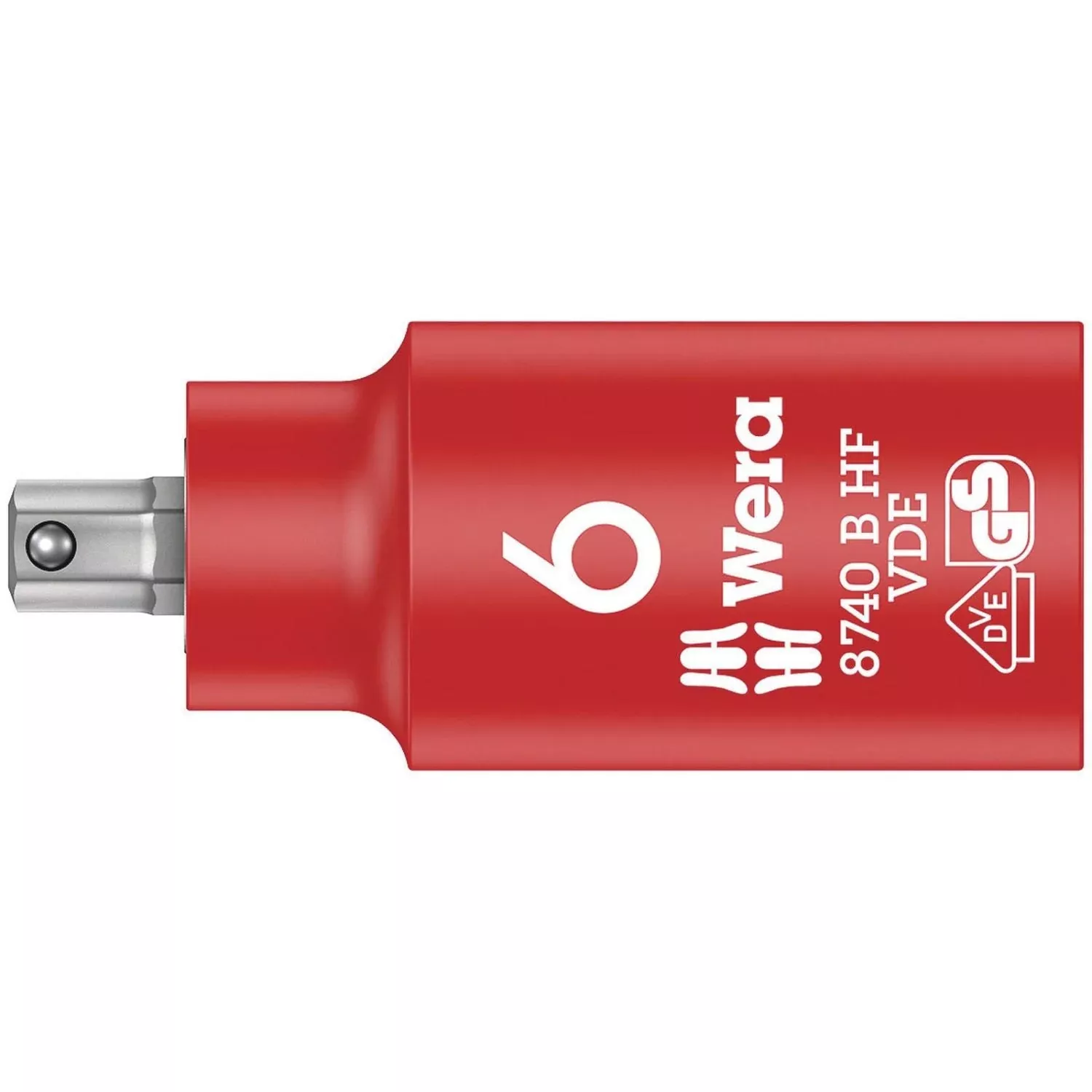 Wera 8740 B VDE Hf Zyklop Hex Bit Socket, Insulated, With Holding Function, 3/8-in. Drive, 6x55-mm.