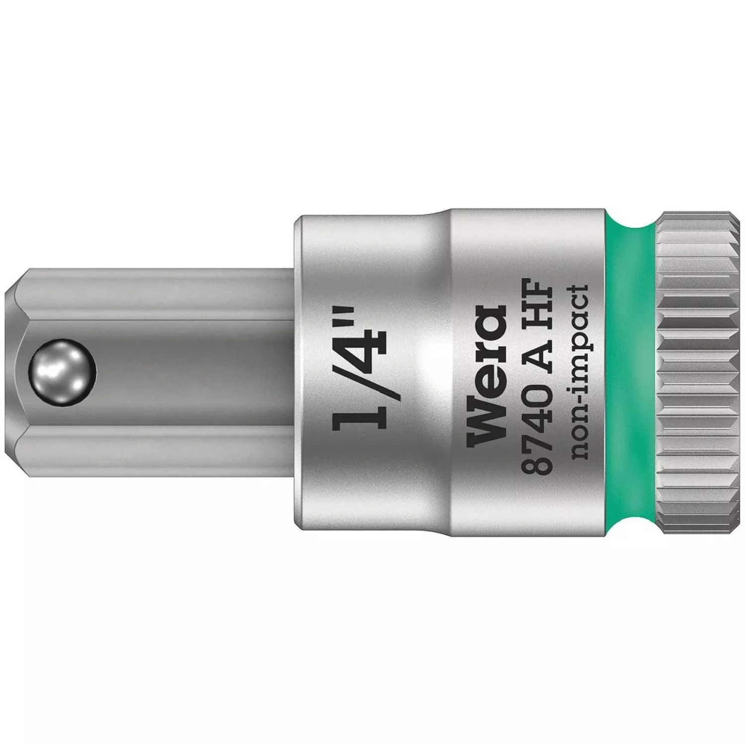 Wera 8740 A Hf Zyklop Bit Socket With Holding Function, 1/4-in. Drive, 1/4-in.x28-mm.