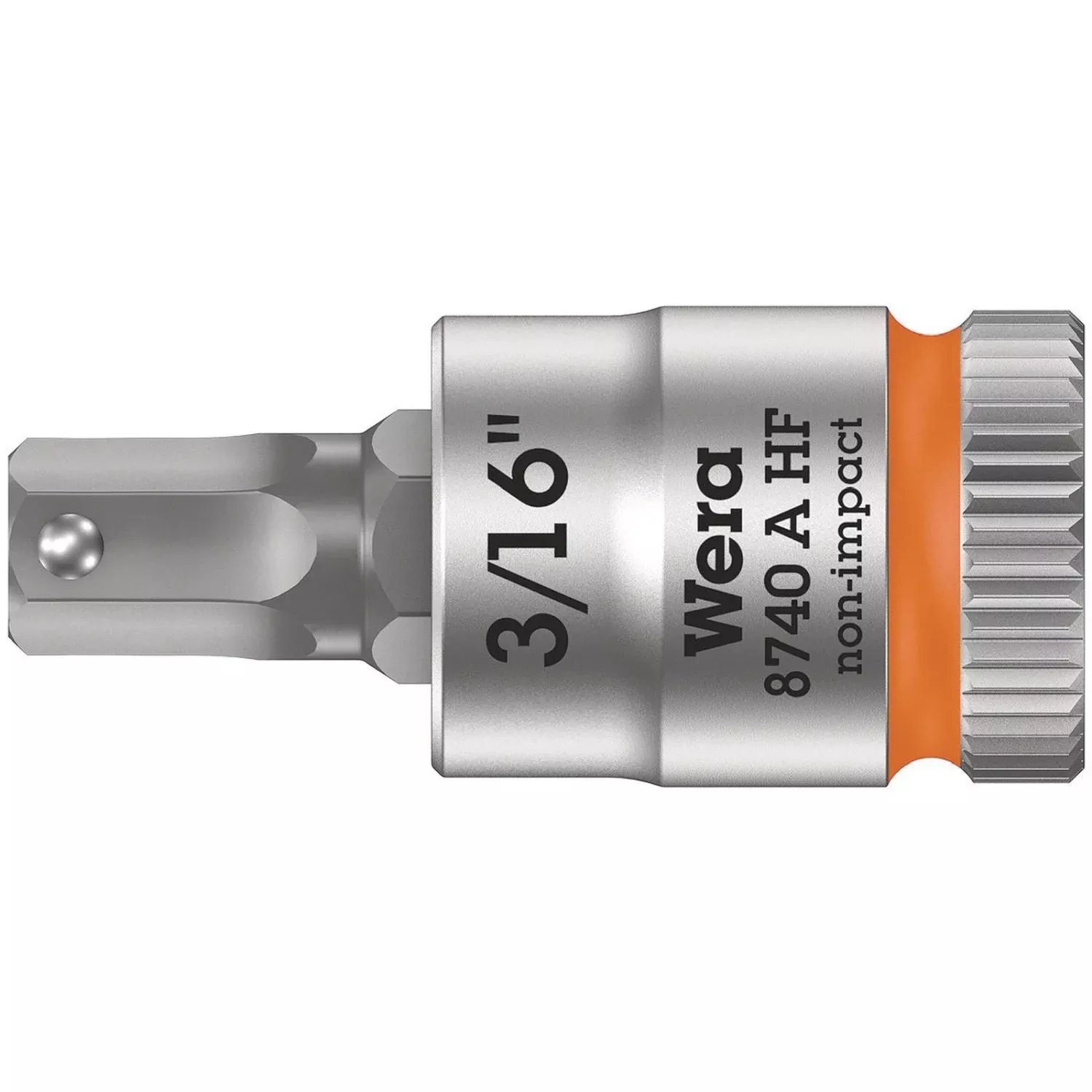 Wera 8740 A Hf Zyklop Bit Socket With Holding Function, 1/4-in. Drive, 3/16-in.x28-mm.