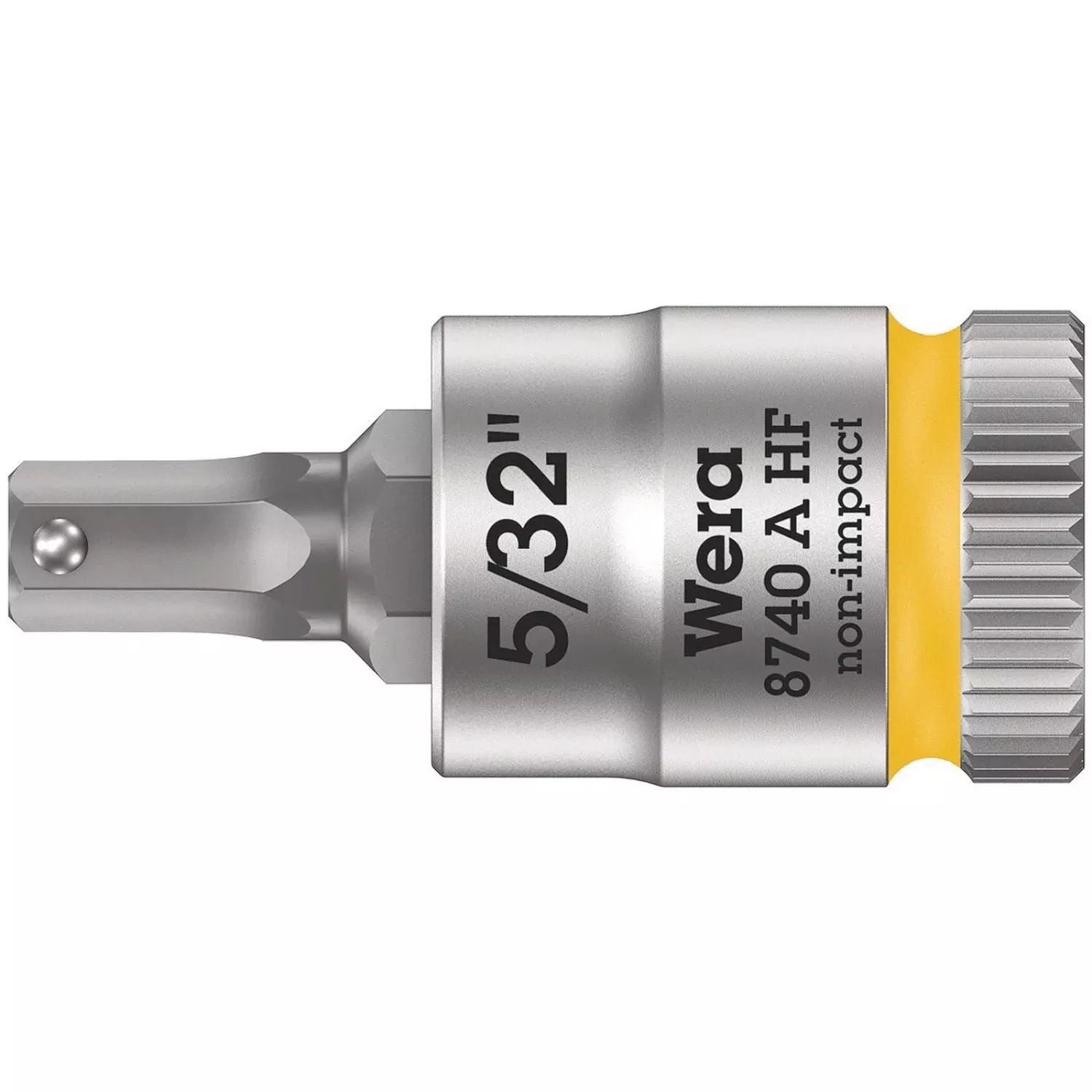 Wera 8740 A Hf Zyklop Bit Socket With Holding Function, 1/4-in. Drive, 5/32-in.x28-mm.