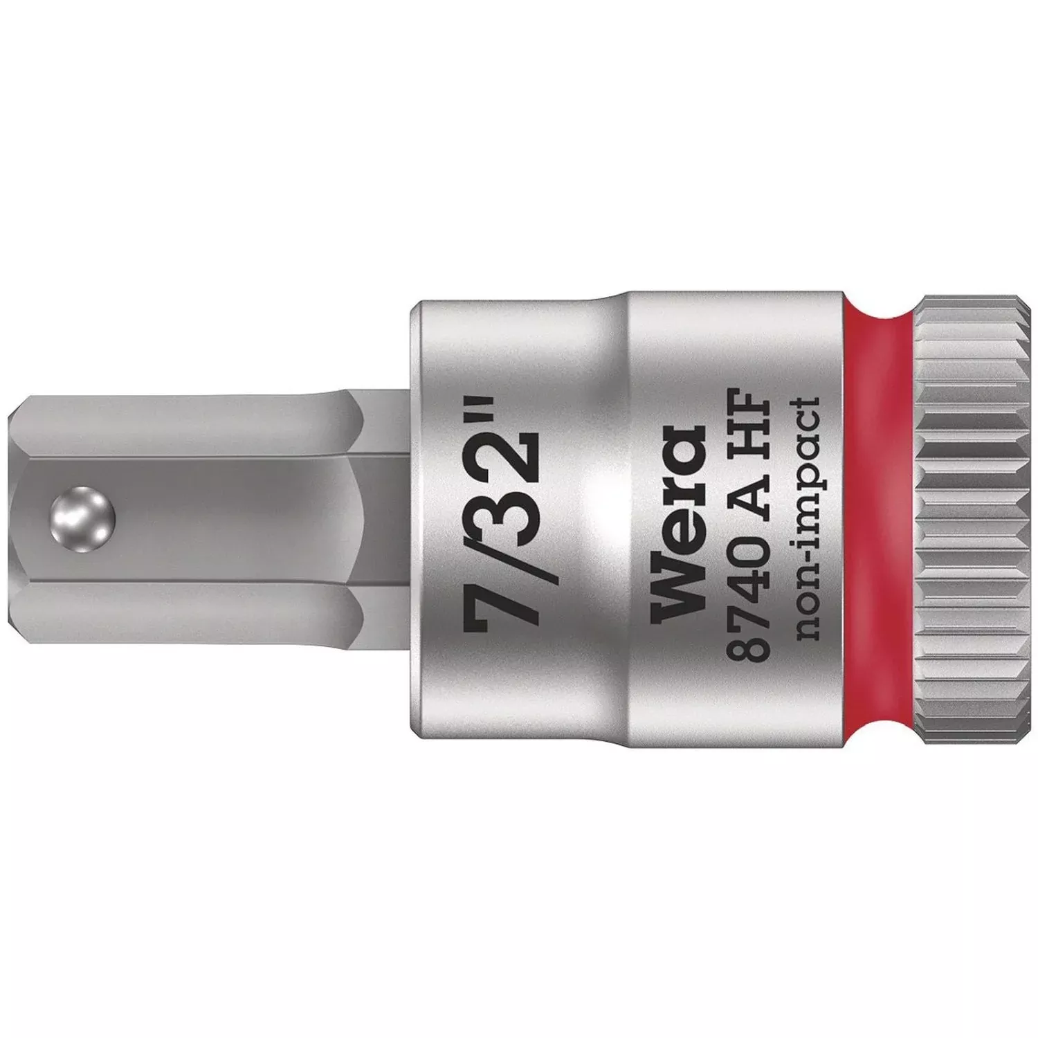 Wera 8740 A Hf Zyklop Bit Socket With Holding Function, 1/4-in. Drive, 7/32-in.x28-mm.