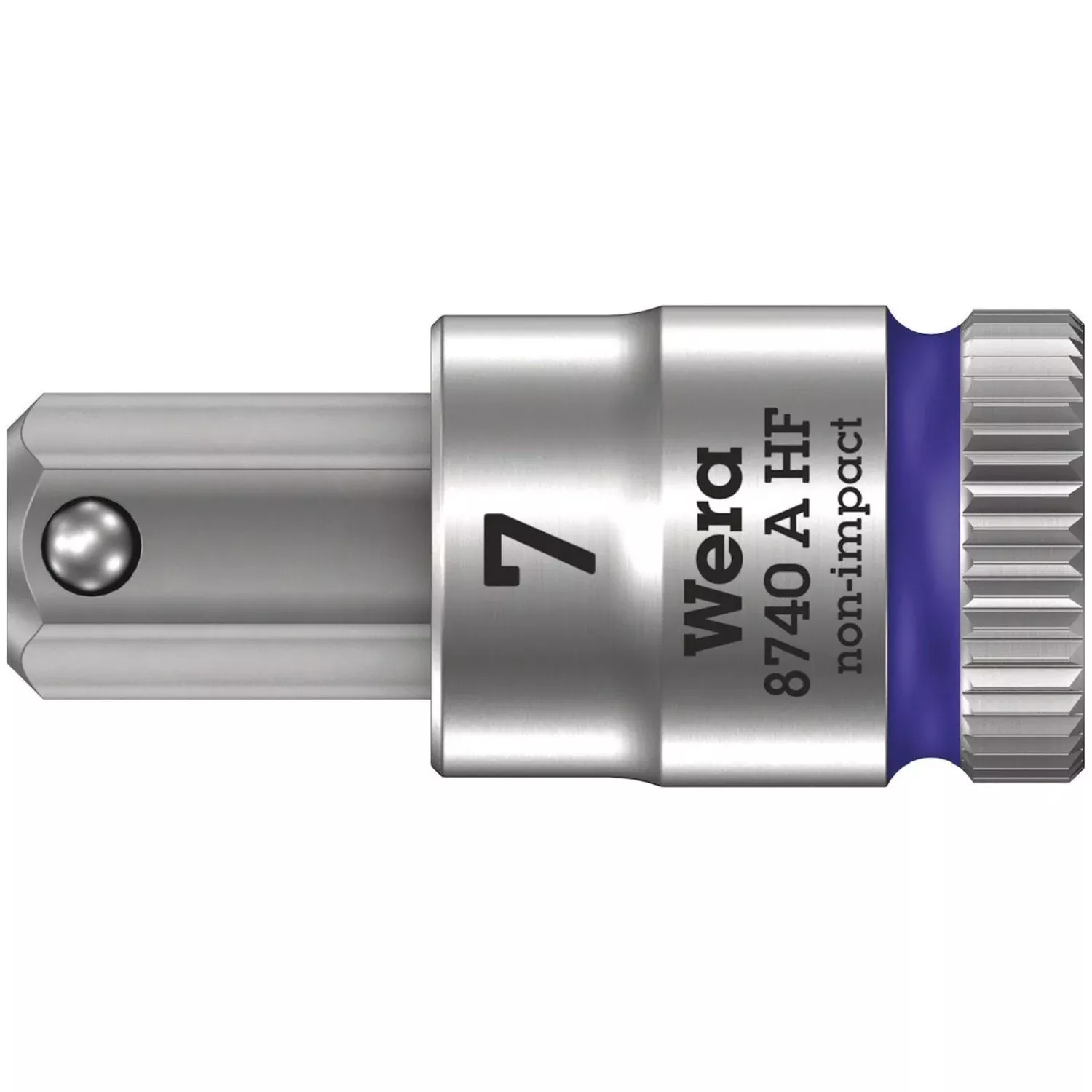 Wera 8740 A Hf Zyklop Bit Socket With Holding Function, 1/4-in. Drive, 7x28-mm.