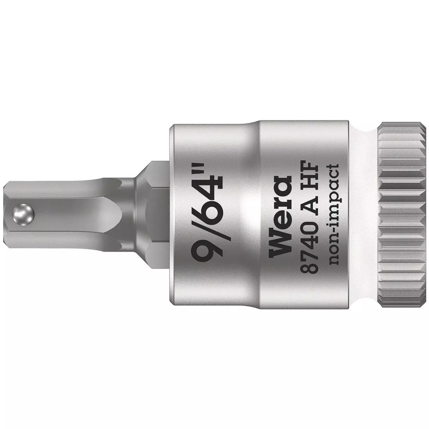 Wera 8740 A Hf Zyklop Bit Socket With Holding Function, 1/4-in. Drive, 9/64-in.x28-mm.