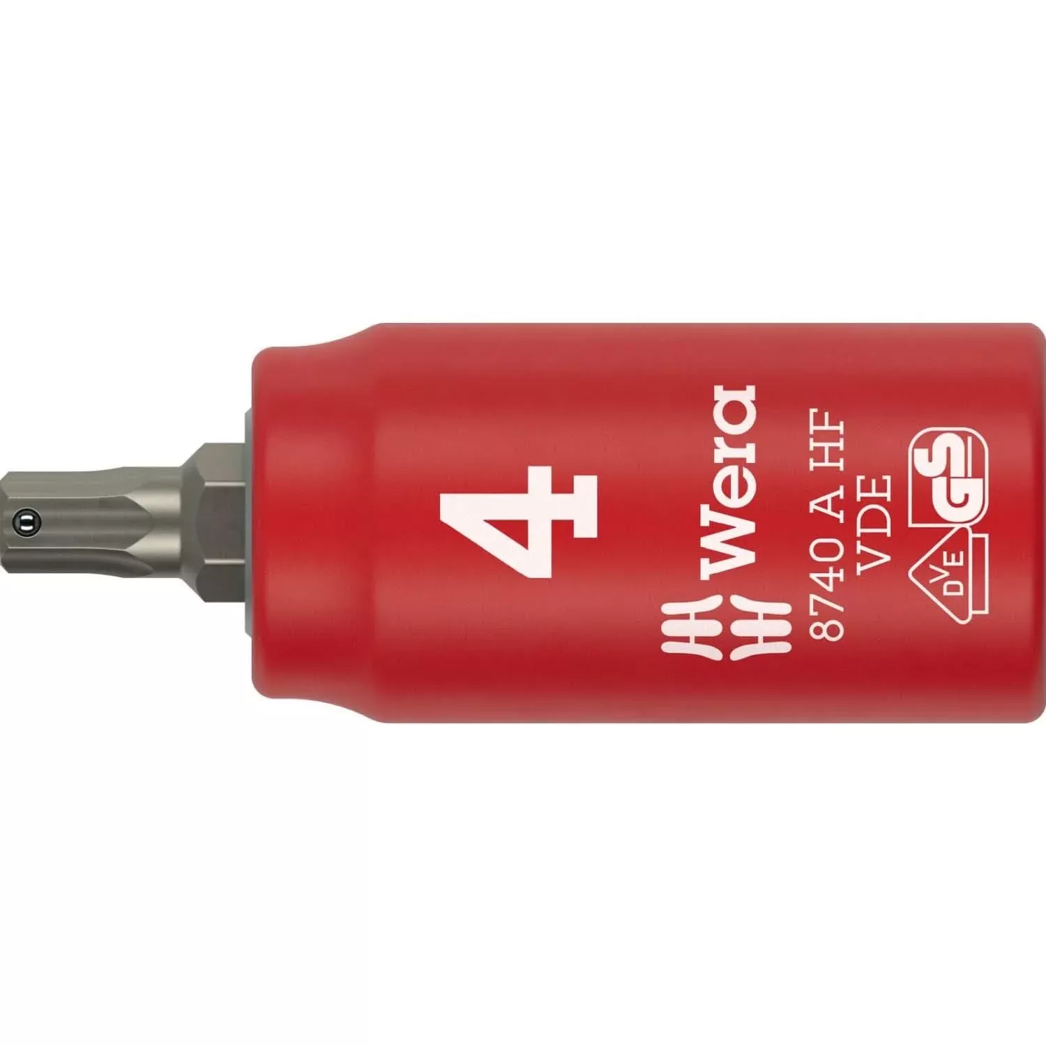 Wera 8740 A VDE Hf Zyklop Bit Socket, Insulated, With 1/4-in. Drive, With Holding Function For Hexagonal Socket Screws, 3x45-mm.