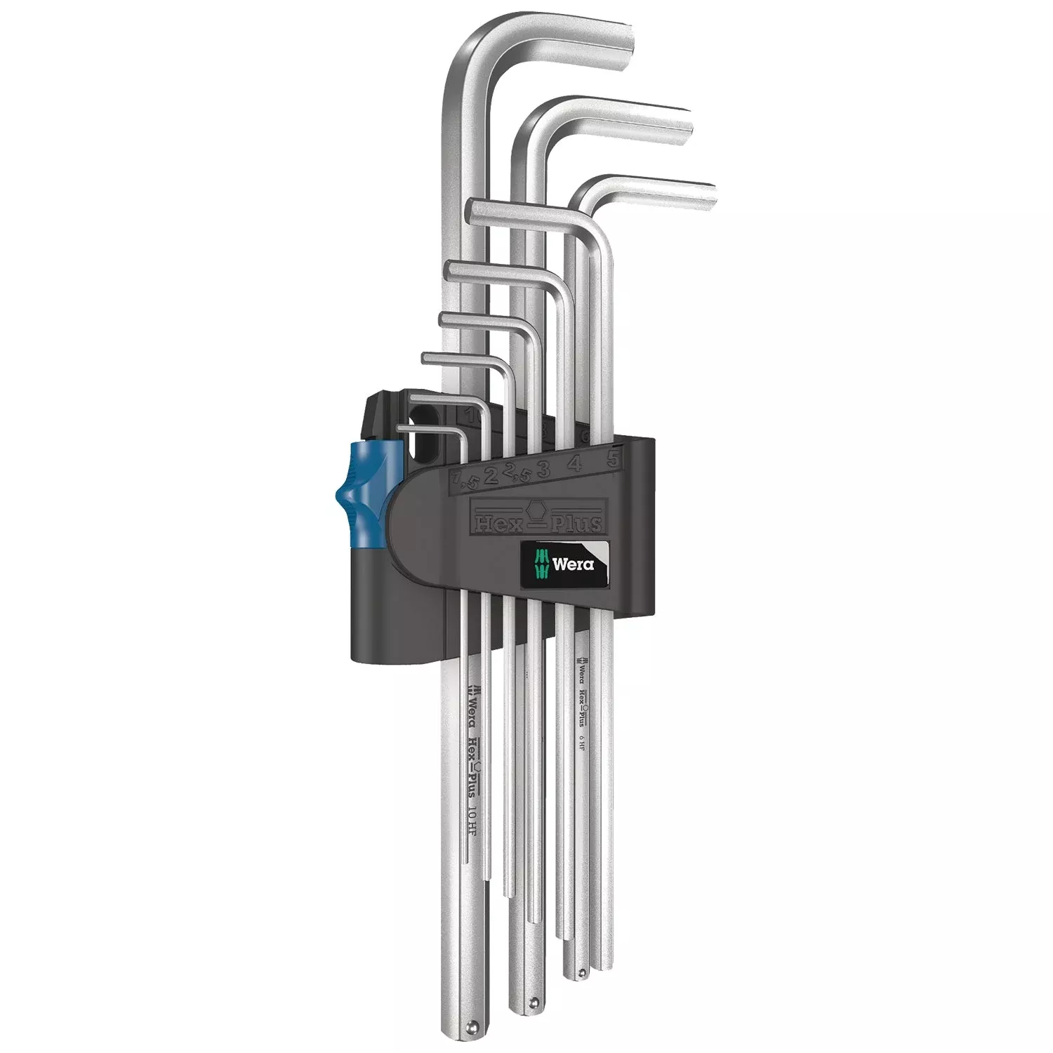Wera 950/9 L Hex-Plus Hf 1 L-Key Set, Metric, Chrome-Plated, With Holding Function, 9-Pieces