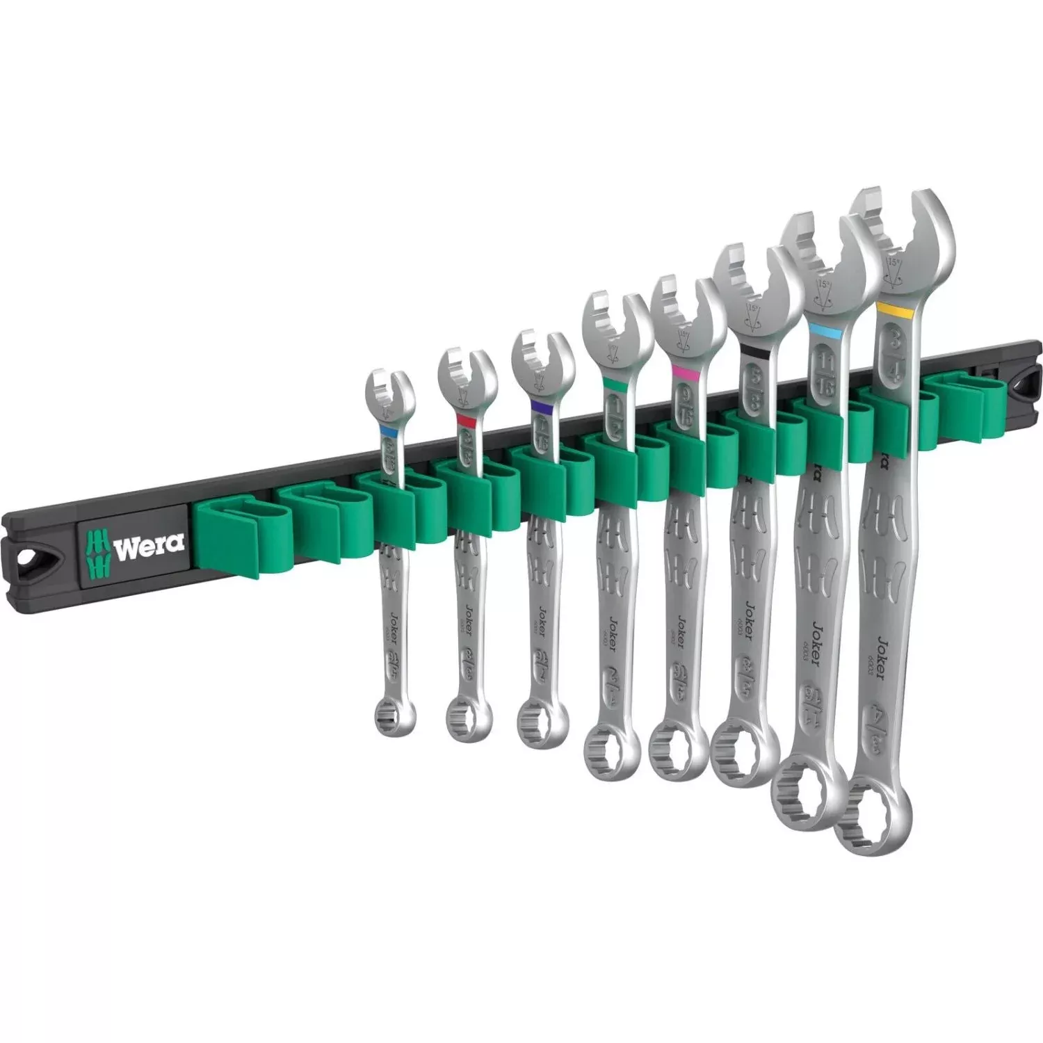 Wera 9642 Magnetic Rail 6003 Joker Imperial 1 Ring Spanner Set, 8-Pieces