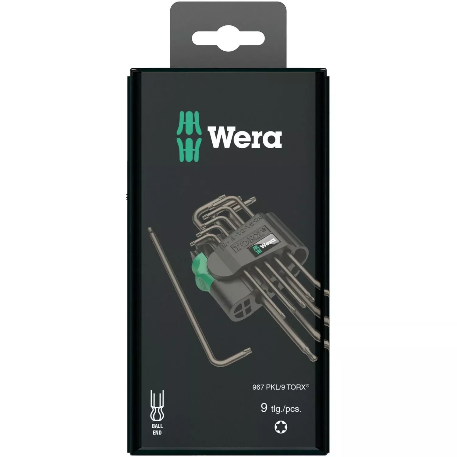 Wera 967/9 Torx 1 SB Torx L-Key Set, Blacklaser, 9-Pieces