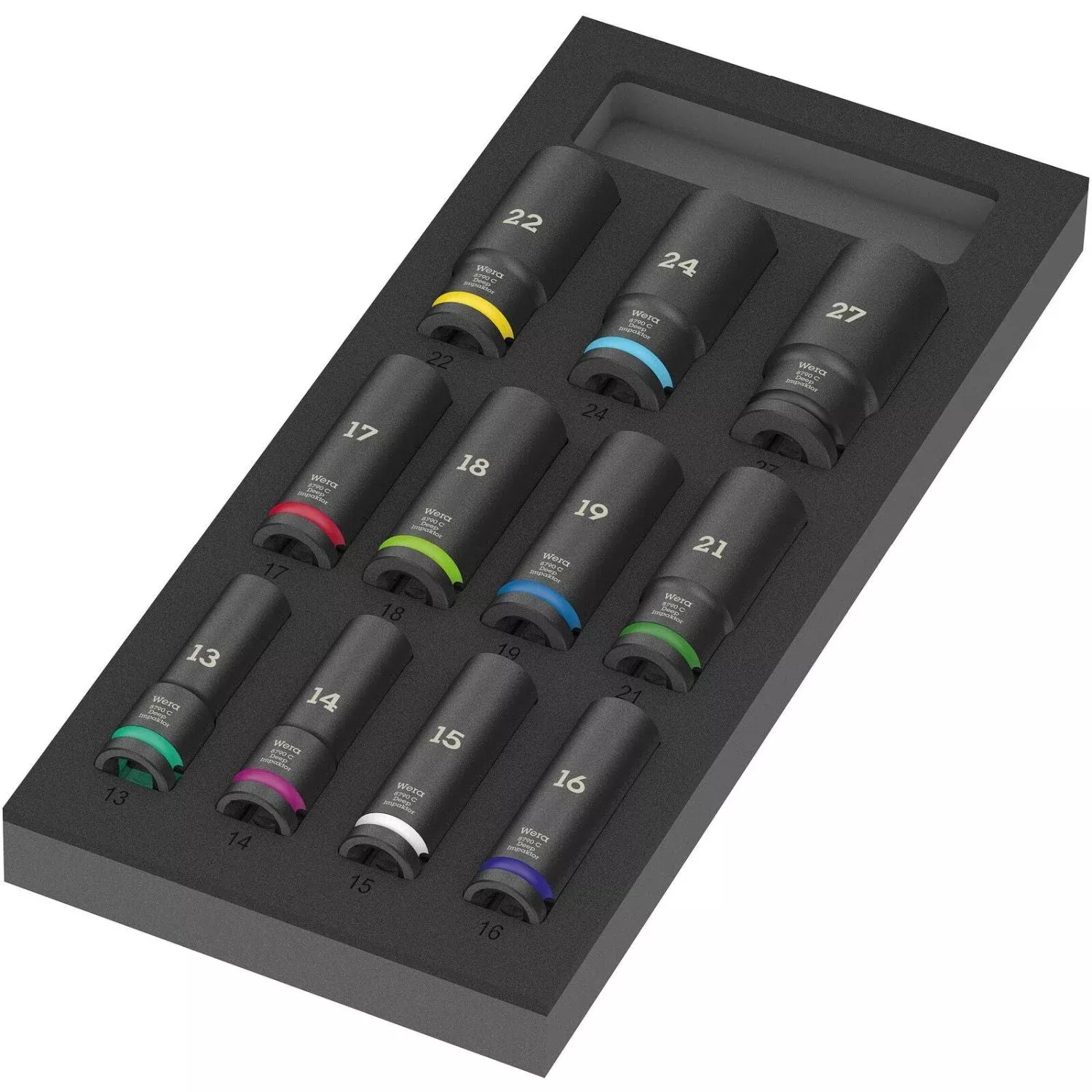 Wera 9725 Foam Insert Zyklop C, 1/2-in., Impaktor Deep Socket Set 1, 11-Pieces