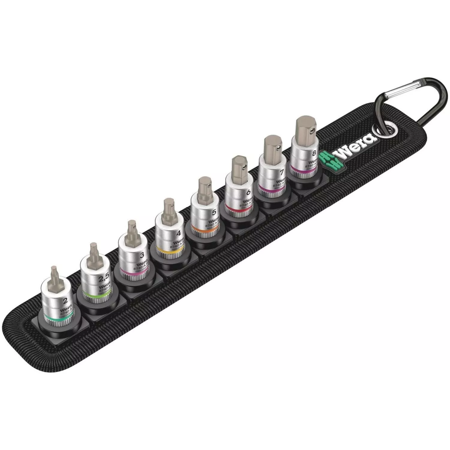 Wera Belt A 2 Zyklop In-Hex-Plus Bit Socket Set With Holding Function, 1/4-in. Drive, 8-Pieces