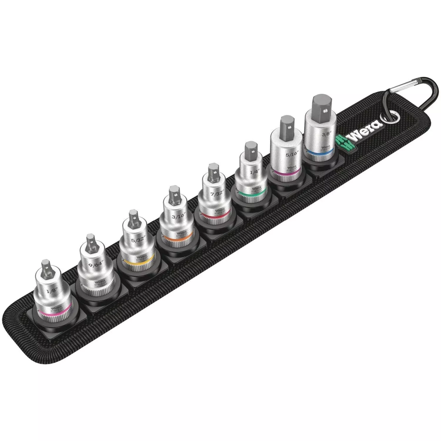 Wera Belt B Imperial 1 Zyklop In-Hex-Plus Bit Socket Set With Holding Function, 3/8-in. Drive, 8-Pieces