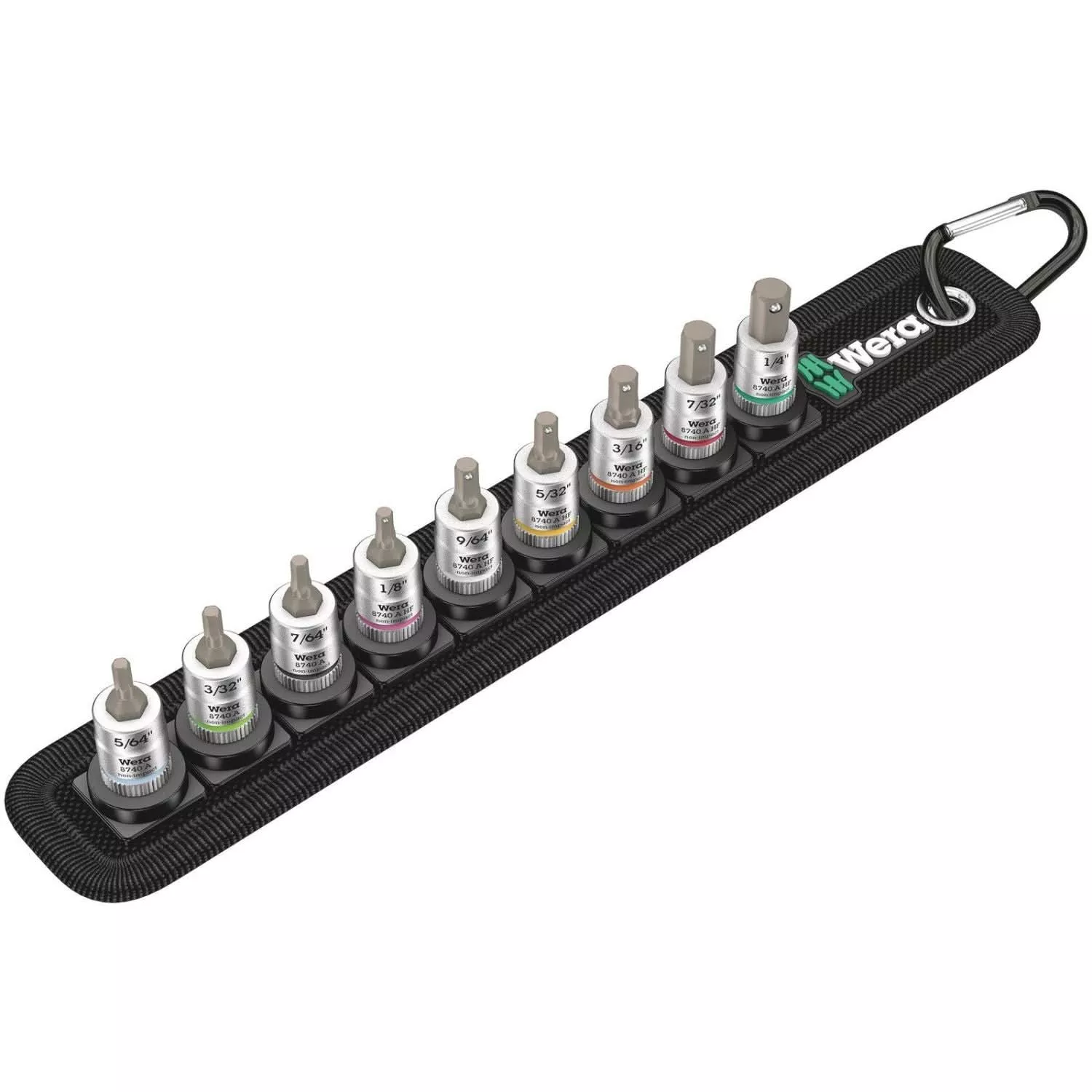 Wera Belt A Imperial 1 Zyklop In-Hex-Plus Bit Socket Set With Holding Function, 1/4-in. Drive, 9-Pieces