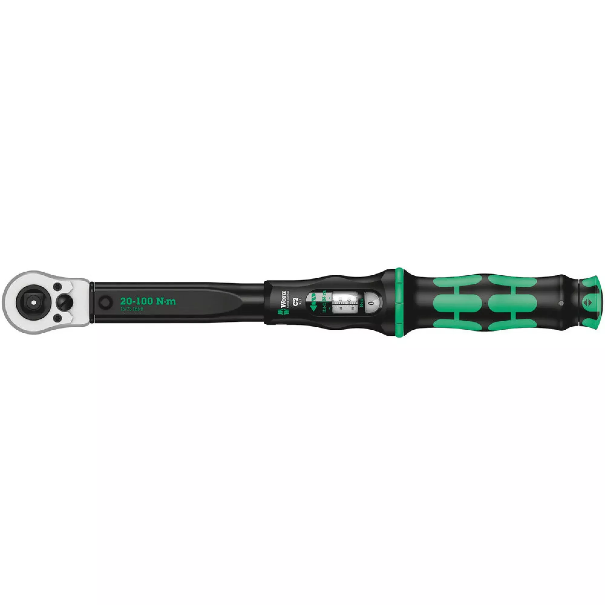Wera Click-Torque C 2 Push R/L Adjustable Torque Wrench For Clockwise And Anti-Clockwise Torque-Control, 20-100 Nm, 1/2-in.x20-100 Nm