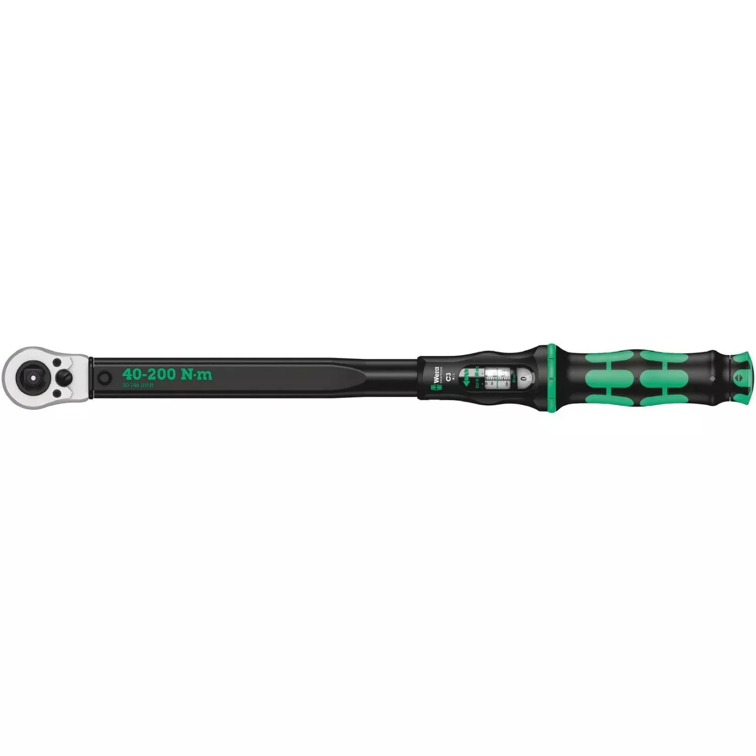 Wera Click-Torque C 3 Push R/L Adjustable Torque Wrench For Clockwise And Anti-Clockwise Torque-Control, 40-200 Nm, 1/2-in.x40-200 Nm