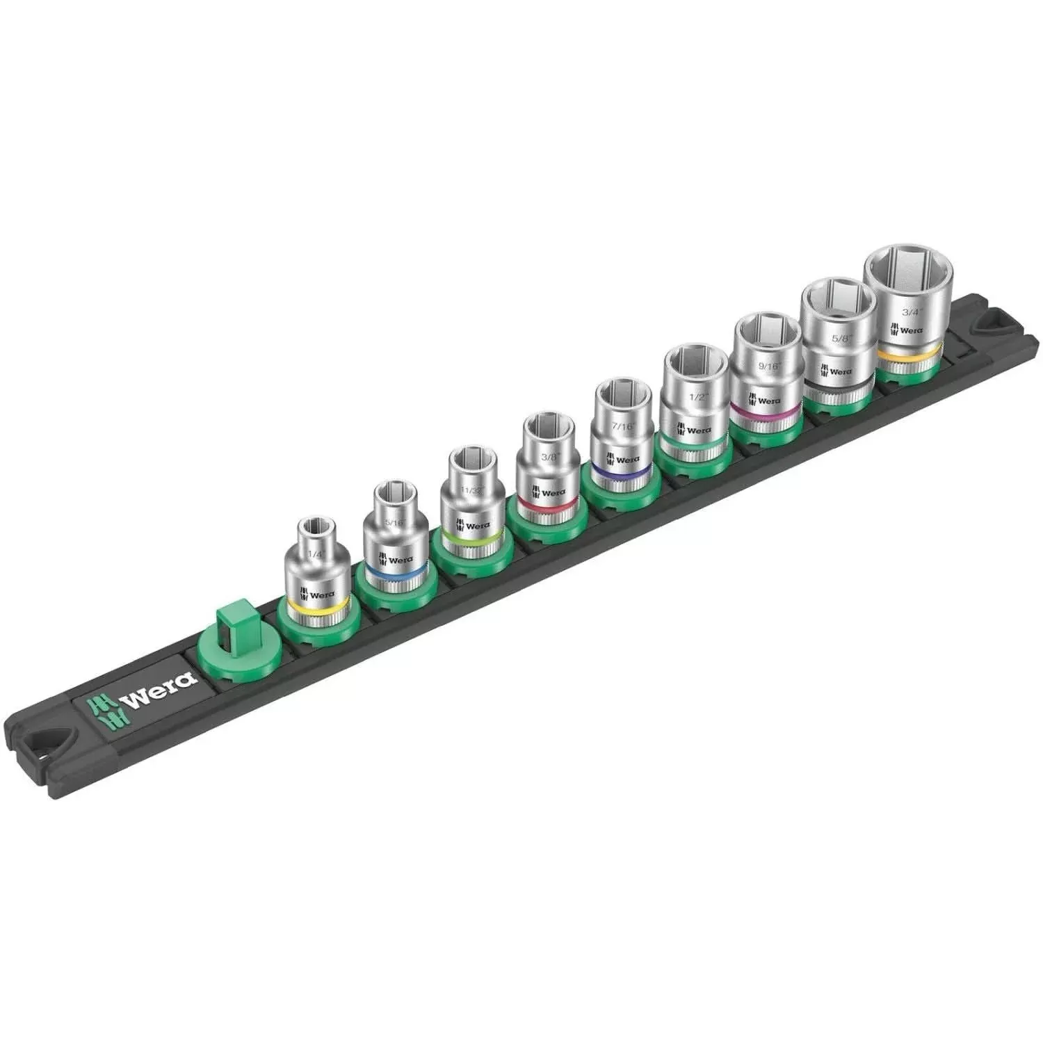 Wera Magnetic Socket Rail B Imperial 1 Zyklop Socket Set 3/8-in. Drive, Imperial, 9-Pieces