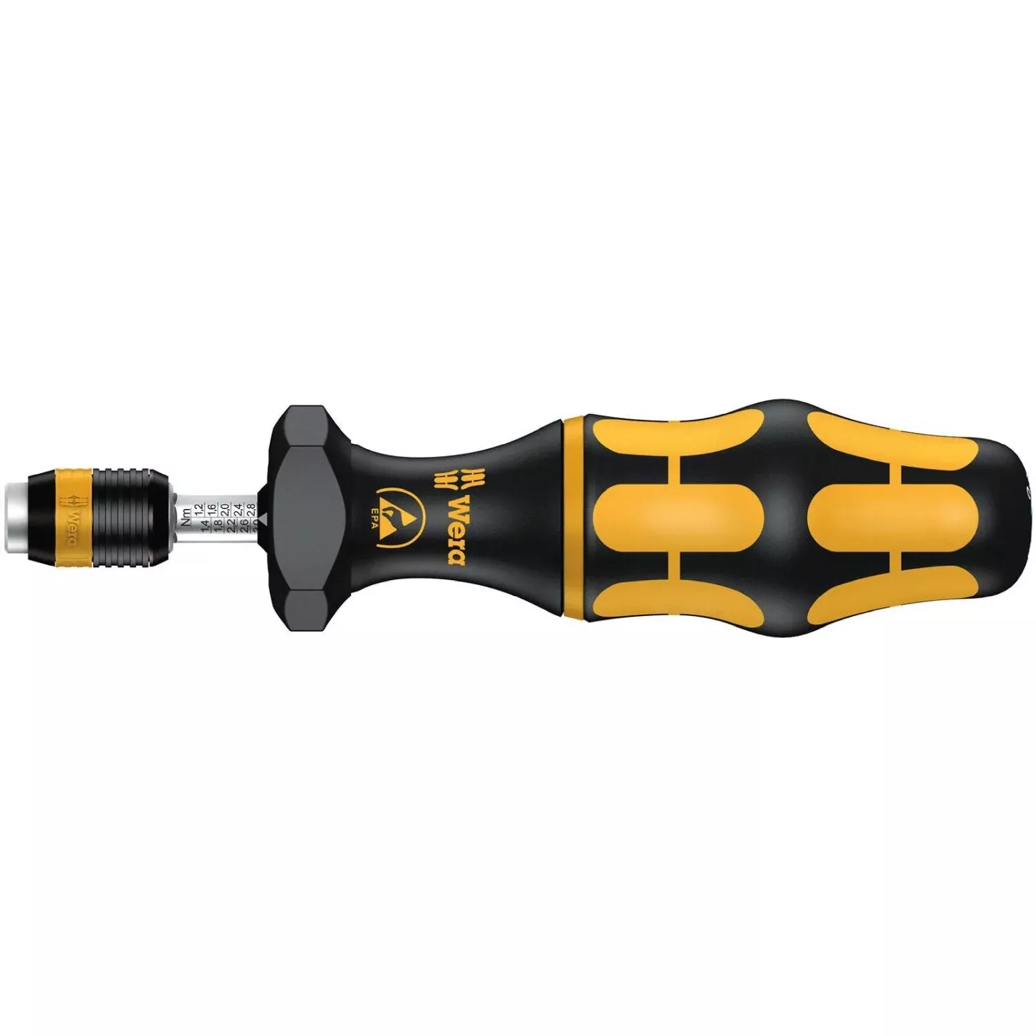 Wera Series 7400 Esd Kraftform Adjustable Torque Screwdrivers (2.5-29.0 In.Lbs.) With Rapidaptor Quick-Release Chuck, 7446 Esdx11-29 In. Lbs.
