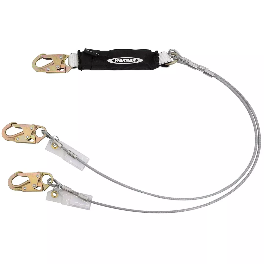 Werner 6' DeCoil Twin Leg Cable Leading Edge Lanyard C461120LE