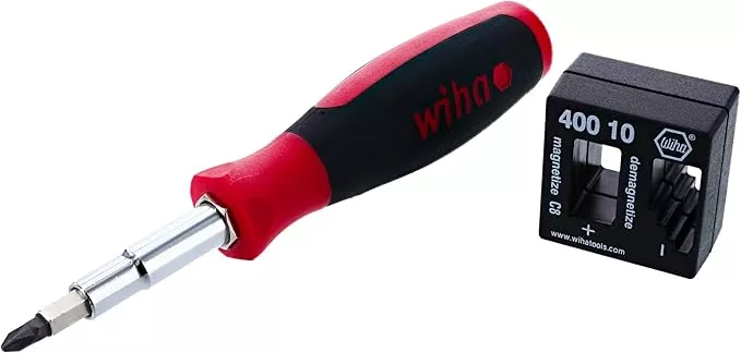 Wiha 77891 11inOne Multi-Driver with SoftFinish Handle & 40010 Magnetizer Demagnetizer
