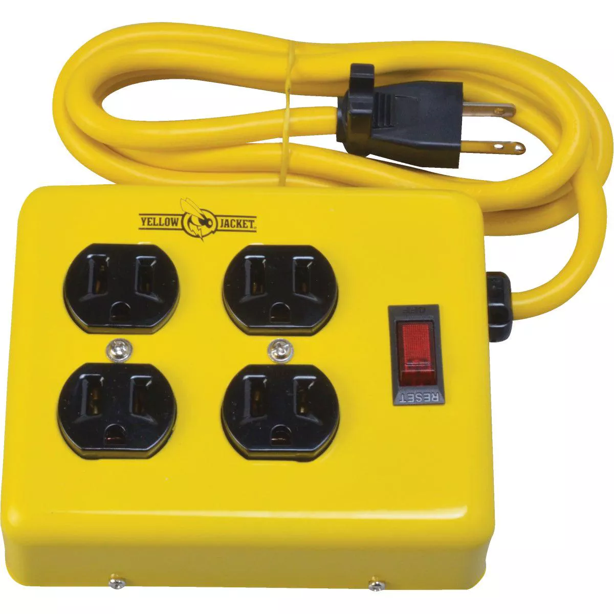 Yellow Jacket 4-Outlet Yellow Metal Power Strip with 4 Ft Cord