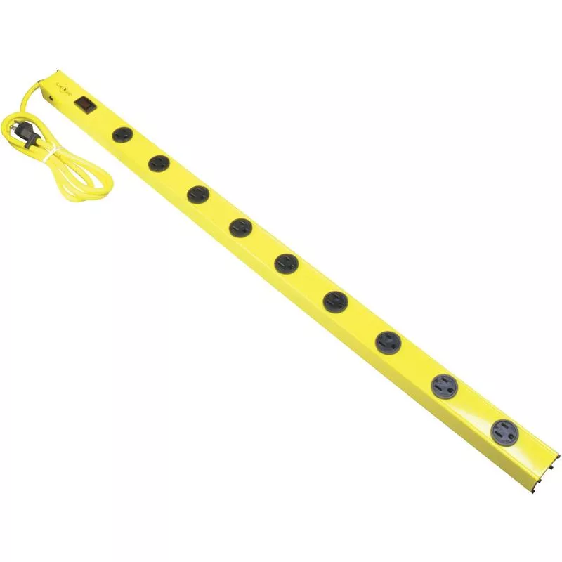 Yellow Jacket 9-Outlet Yellow Metal Power Strip with 5 Ft. Cord