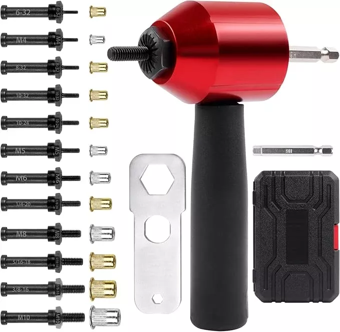 YUZES Rivet Nut Tool Adapter for Cordless Drill Electric- Newly Labor-Saving Rivet Gun Kit Professional Rivet Nut Tool kit with Carrying Case (Rivet Nut Tool-30-R1)