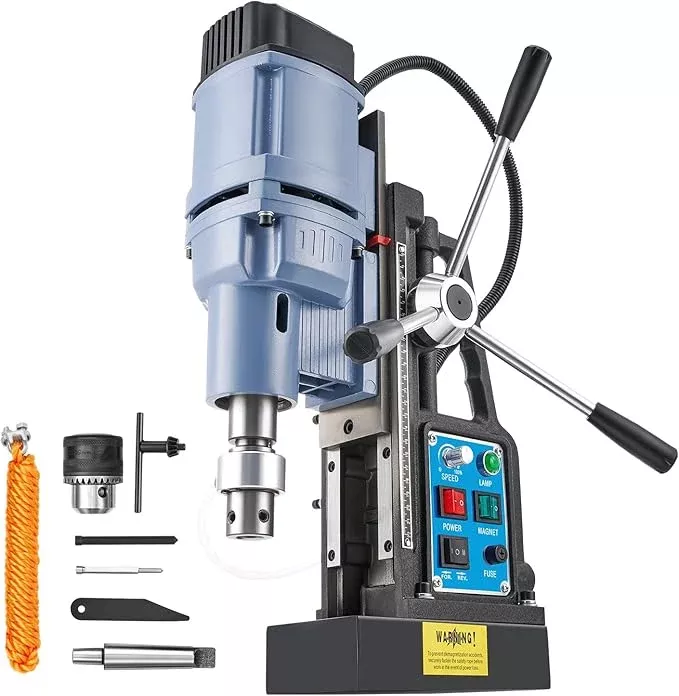 ZELCAN 1550W Mag Drill Press with 2" Dia. 3125 lbf/13900N Mag Force, 650 rpm Power Magnetic Drill with Stepless Speed & Reversible Direction for Metal Surface
