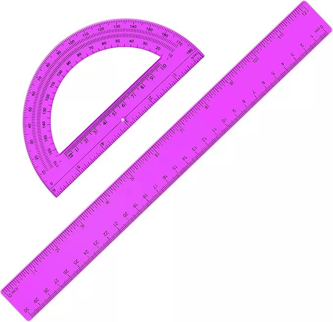 Zonon 2 Pack 12'' Plastic Ruler and 6'' Plastic Protractor Set Clear Ruler Protractor Set Math Geometry Supplies for School Classroom Home Office Drawing(Blue)