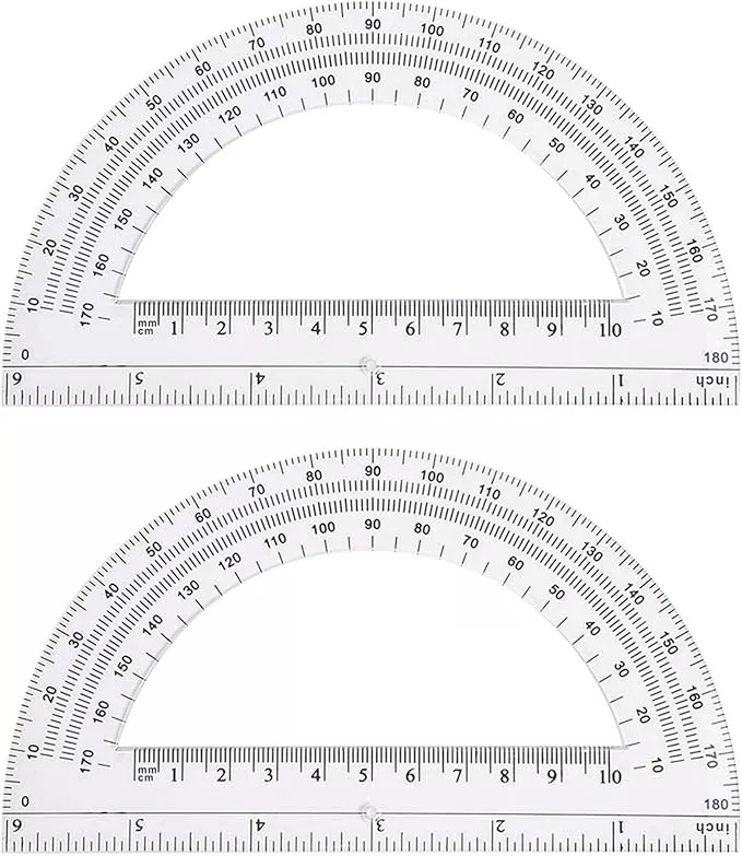 Zonon 2 Pcs 6 Inch Plastic Protractor Math Protractors 180 Degrees Angle Measurement, Translucent for Geometry Classroom Kid Student School Office Supplies(Pink)